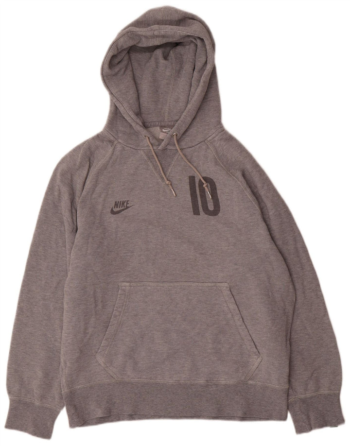 Męski sweter z kapturem Nike z grafiką, mały, szary, bawełniany