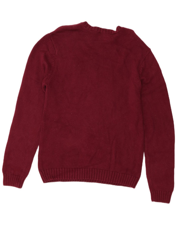 Męski sweter Chaps o regularnym kroju z okrągłym dekoltem, średniej wielkości burgundowa bawełna