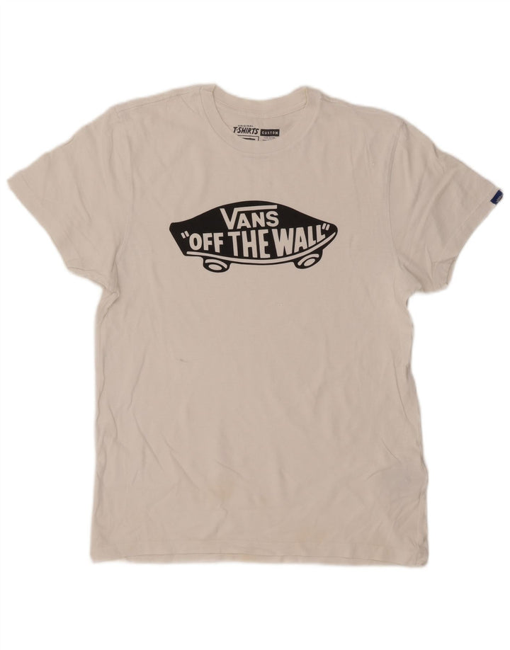 Męski T-shirt Vans o dopasowanym kroju z grafiką, średni, biały, bawełniany