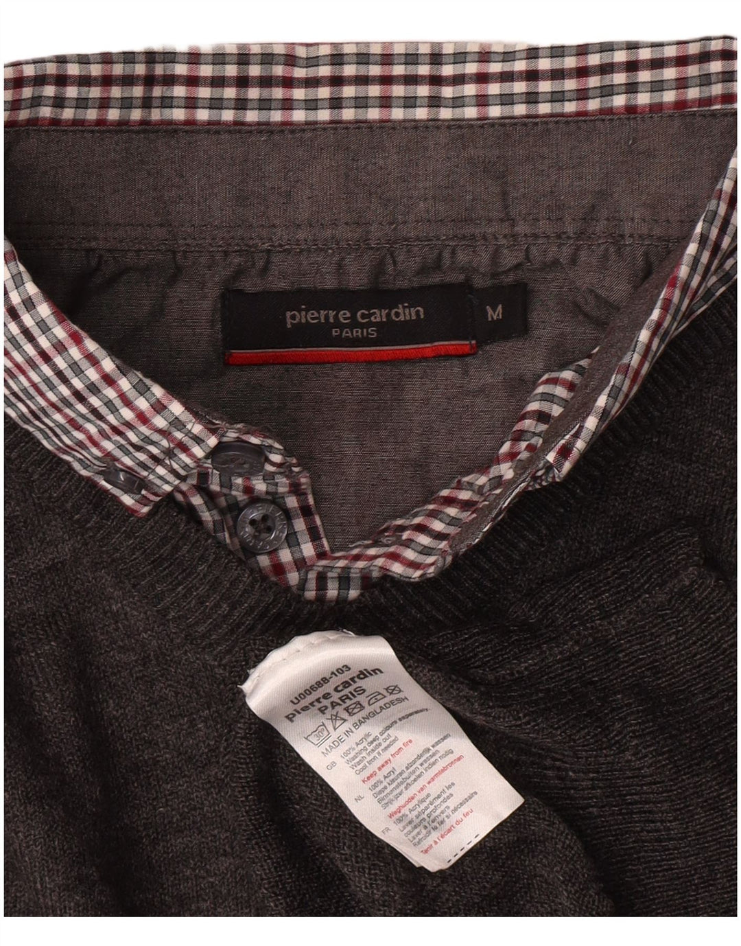 PIERRE CARDIN Męski sweter z dekoltem w kształcie litery V, średnioszary, akrylowy, klasyczny