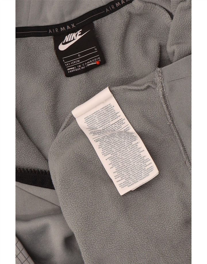 Chłopięcy sweter z kapturem NIKE z grafiką, 12-13 lat, duży, szary, poliester w kratkę