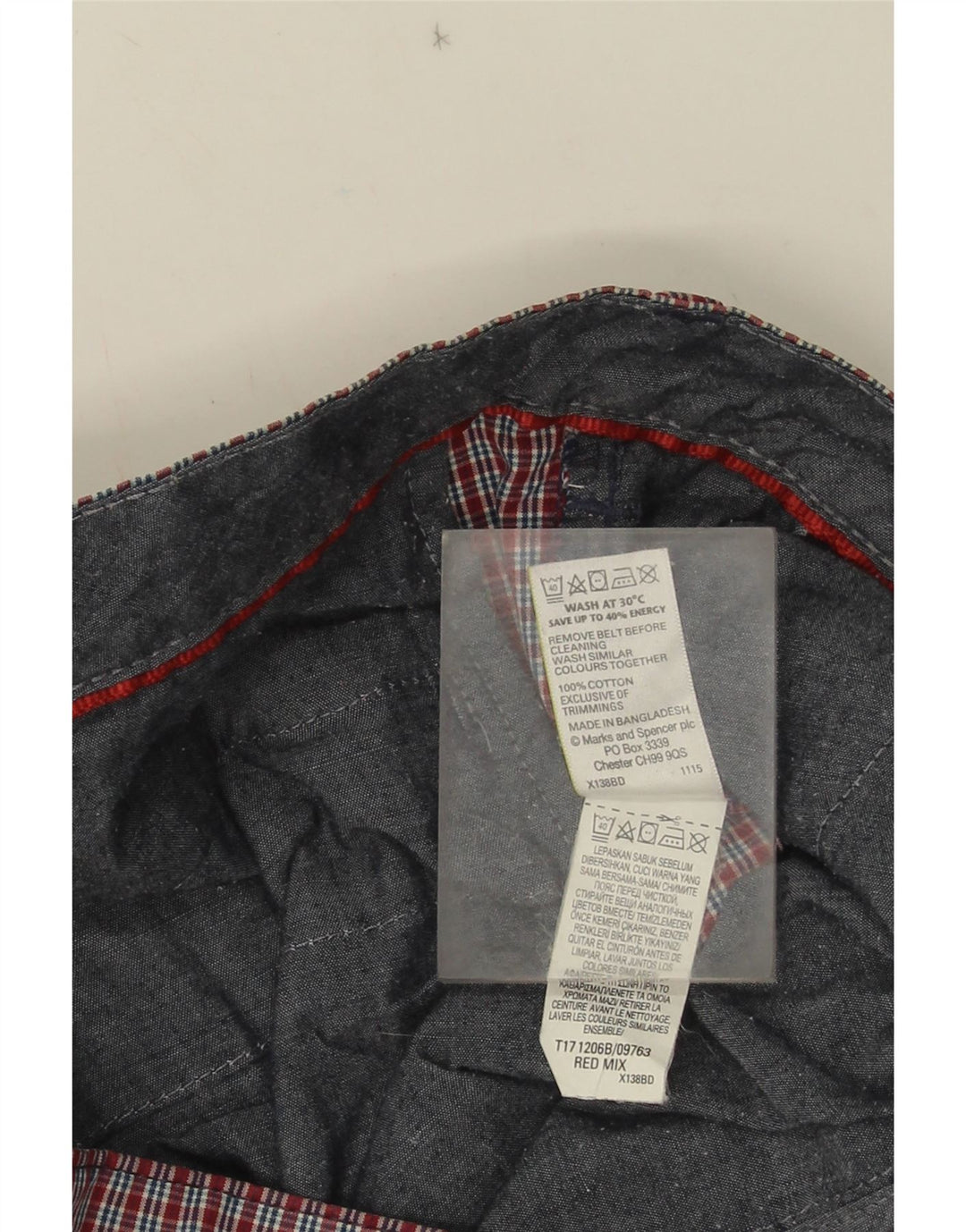 Męskie spodenki Chino Marks & Spencer W38 XL, bawełniana czerwona kratka
