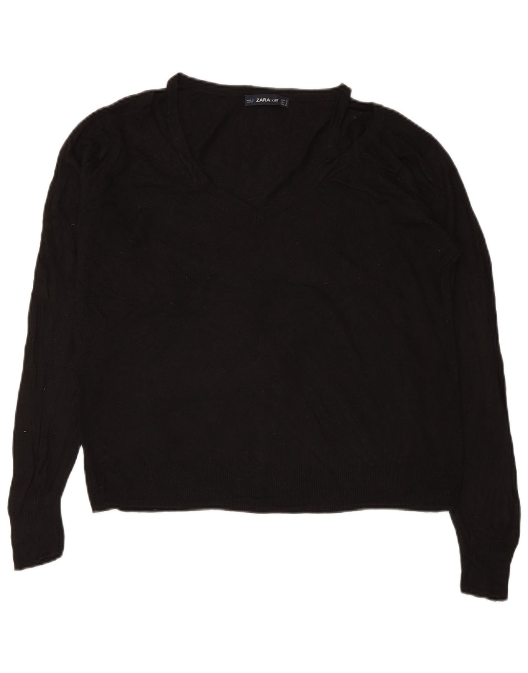 Damski sweter oversize z dekoltem w kształcie litery V ZARA UK 10 Small, czarna wiskoza