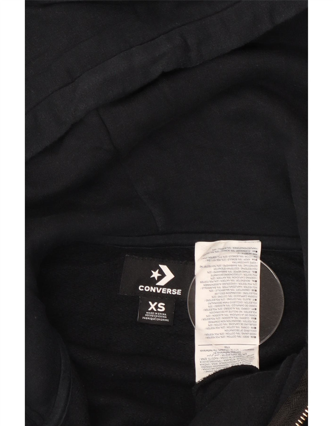 Damski sweter Converse z kapturem i zamkiem UK 6 XS, czarna bawełna