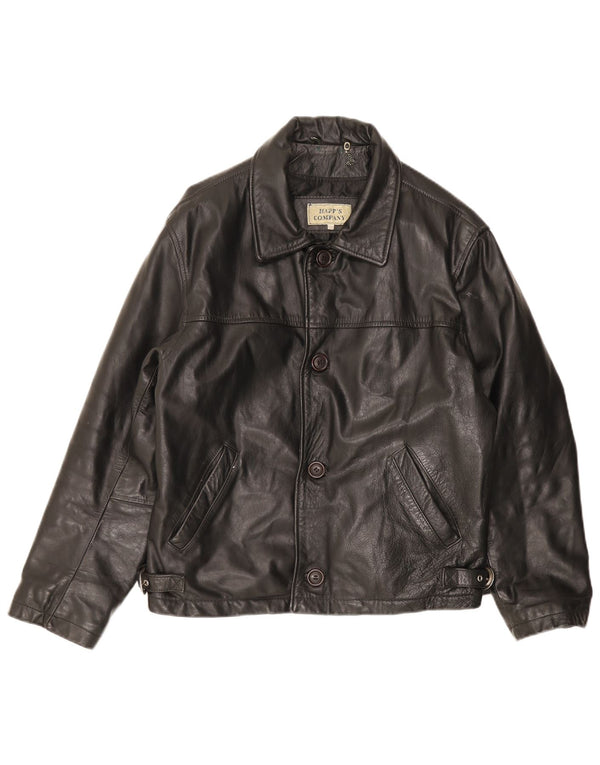 Vintage Mens Leather Jacket IT 50 Large Black Leather