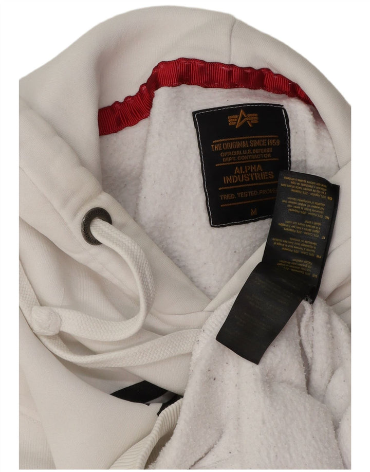 Męska bluza z kapturem i grafiką ALPHA INDUSTRIES Średnia biała bawełna