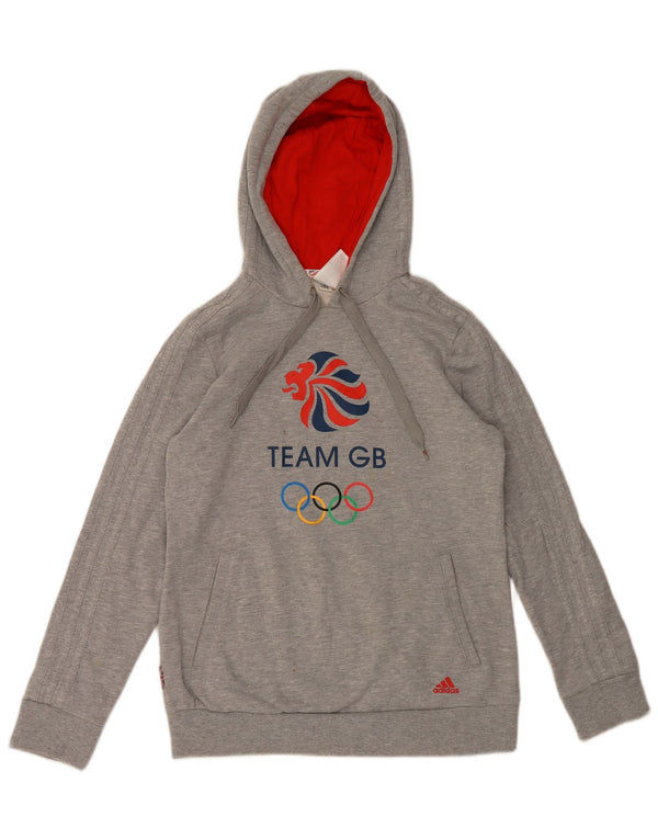 Damska bluza z kapturem Adidas Graphic UK 12/14 Średnia szara bawełna