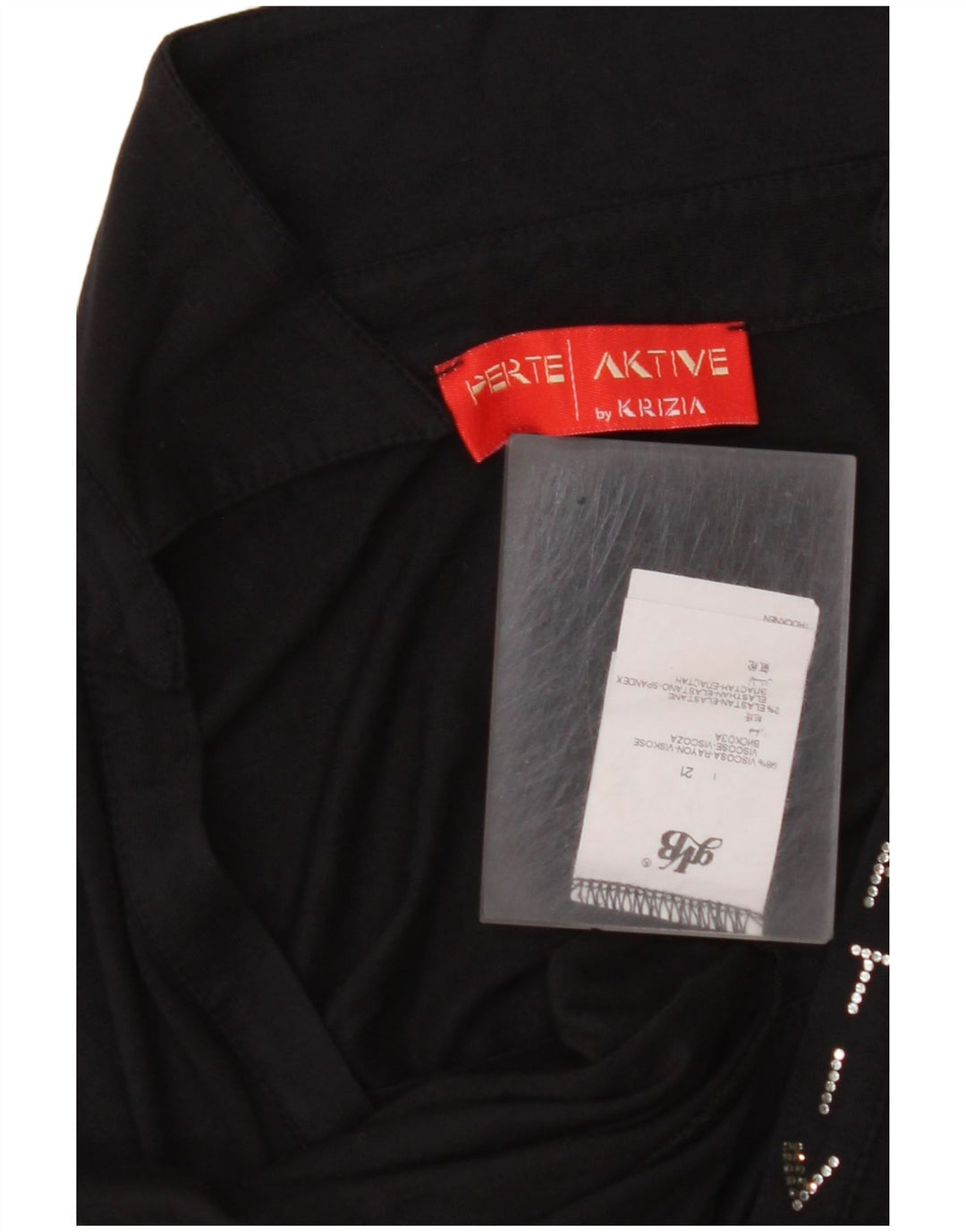Damska koszulka polo z długim rękawem PERTE BY KRIZIA UK 14, średnia czarna wiskoza