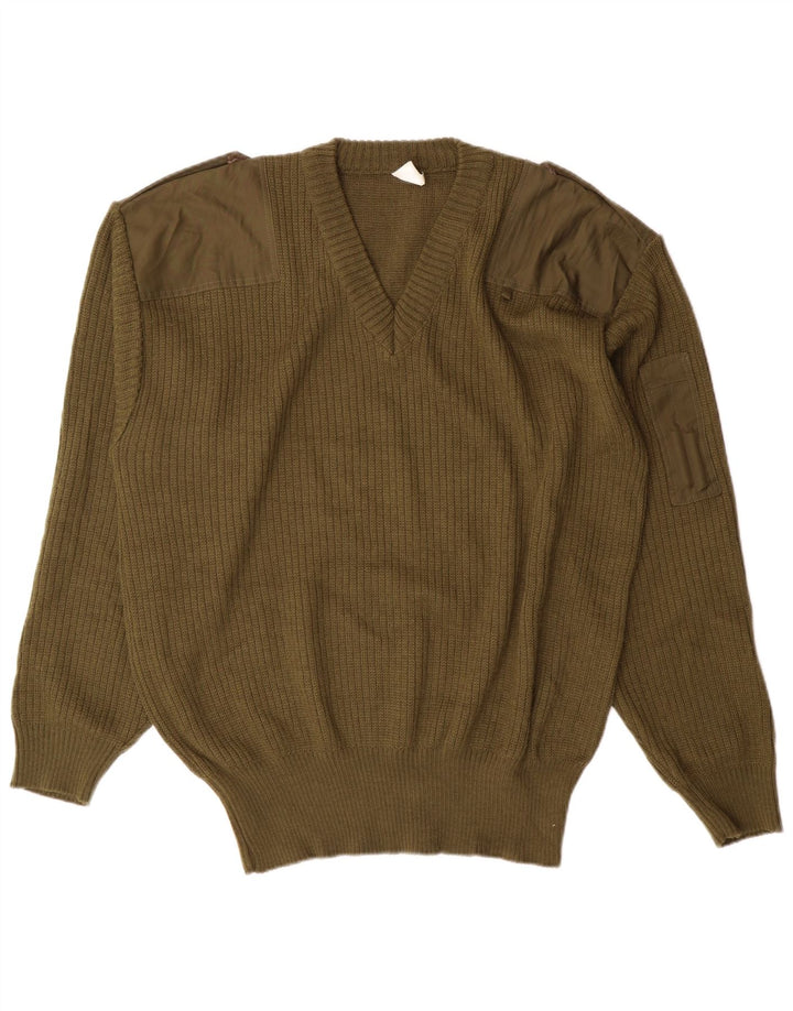 Męski sweter wojskowy E.I z dekoltem w kształcie litery V, XL, khaki