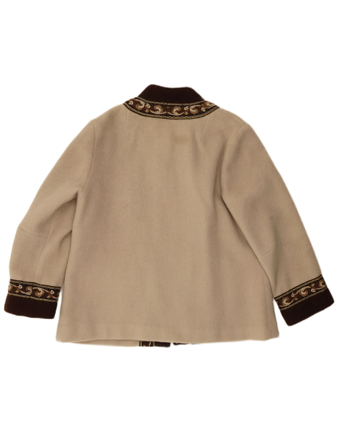 Damska marynarka Fjord EU 44 XL Beżowa Wełna Fair Isle Retro