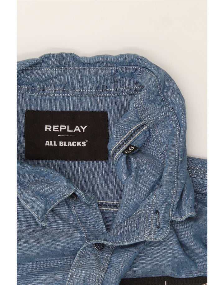 REPLAY Mens Shirt Large Blue Cotton Vintage Replay and Second-Hand Replay from Messina Hembry 