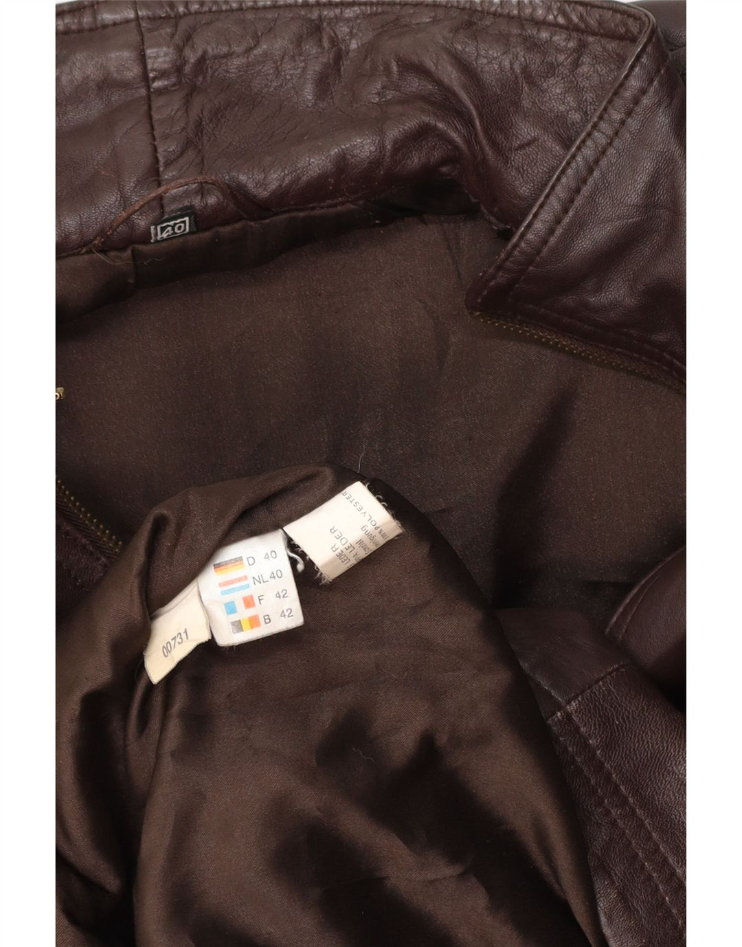 VINTAGE damski płaszcz skórzany oversize EU 40 średniej wielkości brązowa skóra