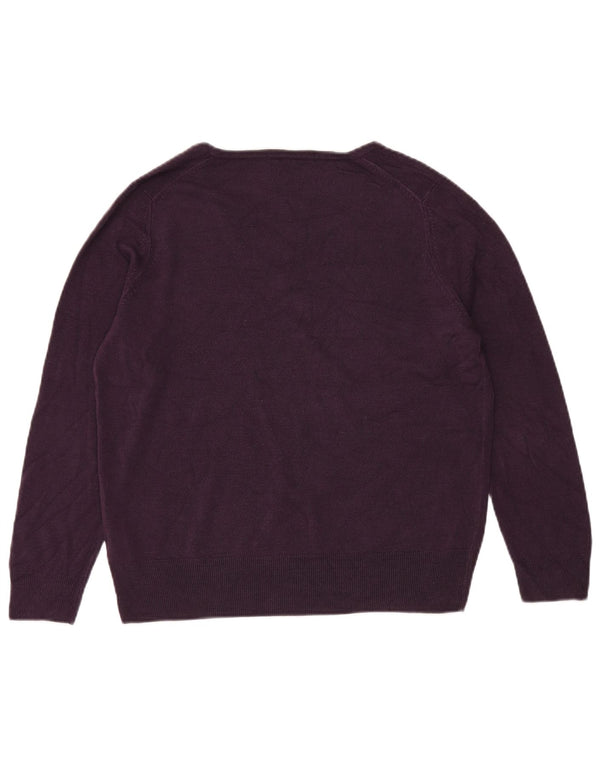 MARKS & SPENCER Damski sweter z dekoltem w kształcie litery V, UK 18 XL, fioletowy akryl