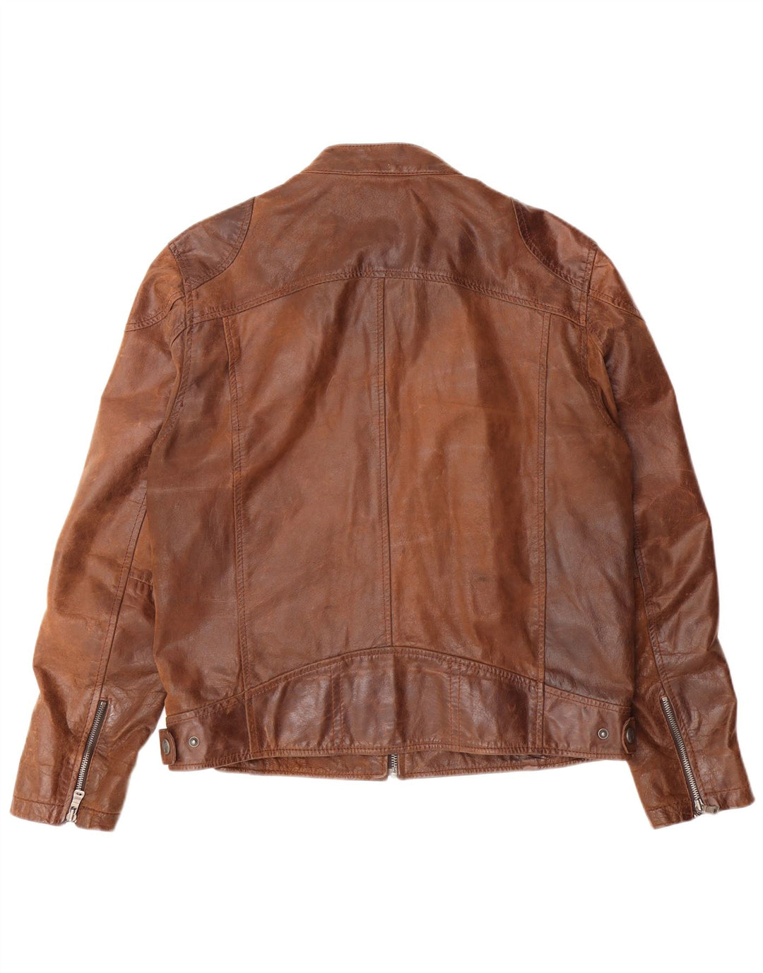 GIPSY Męska wąska skórzana kurtka UK 42 XL Brązowa skóra