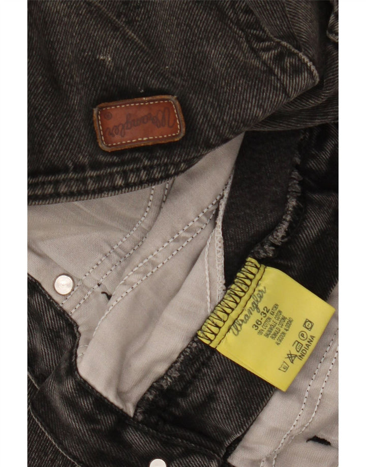 WRANGLER Męskie proste dżinsy Indiana W36 L28 Czarne bawełniane