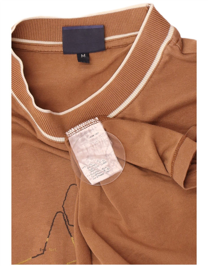 Męski top z grafiką Trussardi Jeans z długim rękawem, średniobrązowy, bawełniany