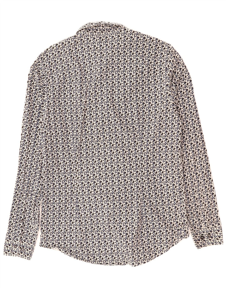 CALVIN KLEIN JEANS Męska koszula o dopasowanym kroju, średniej wielkości, czarna, z geometrycznej bawełny