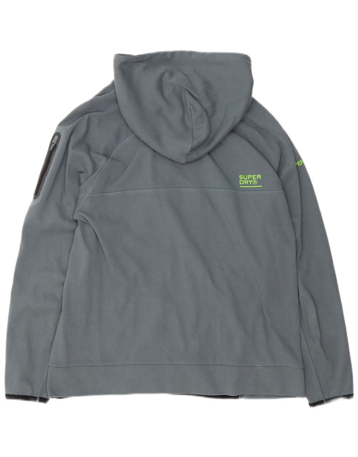 Męski sweter z kapturem i zamkiem błyskawicznym Superdry XL, niebieski, bawełniany