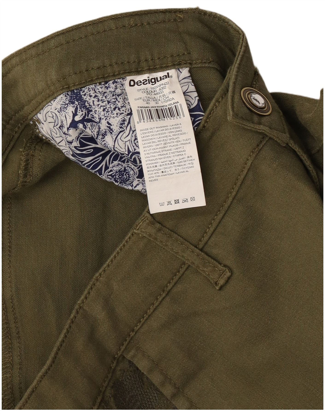 Damskie spodnie cargo Desigual Graphic Slim EU 40 Medium W30 L29 Khaki