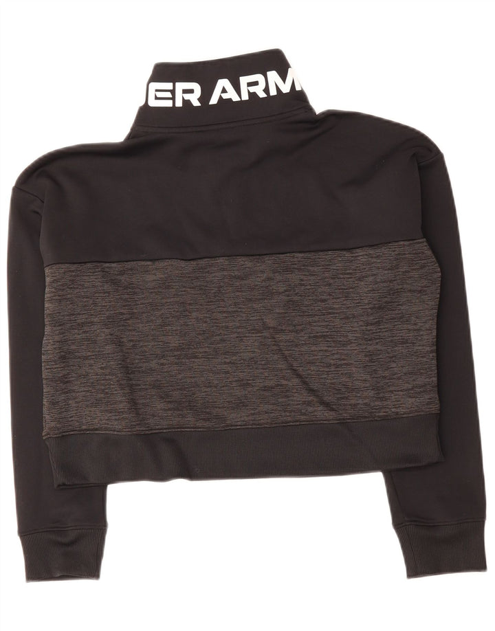 UNDER ARMOUR Womens Crop Graphic Sweatshirt Jumper UK 10 Small Black
