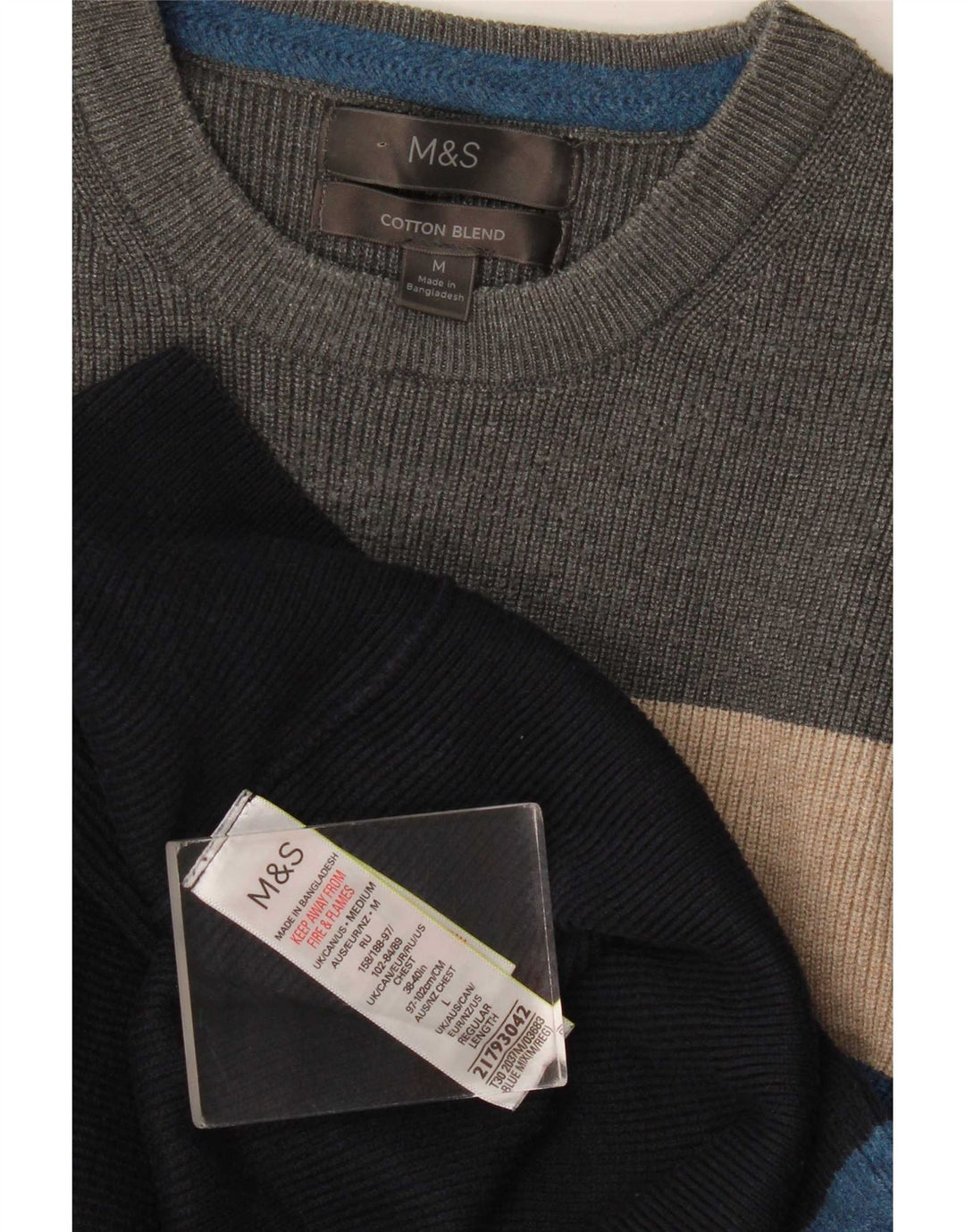 Marks & Spencer Męski sweter z okrągłym dekoltem, średni, wielokolorowy
