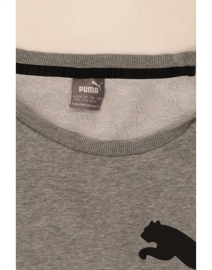 Męska bluza z grafiką Puma, sweter 4XL, szara, nakrapiana bawełna