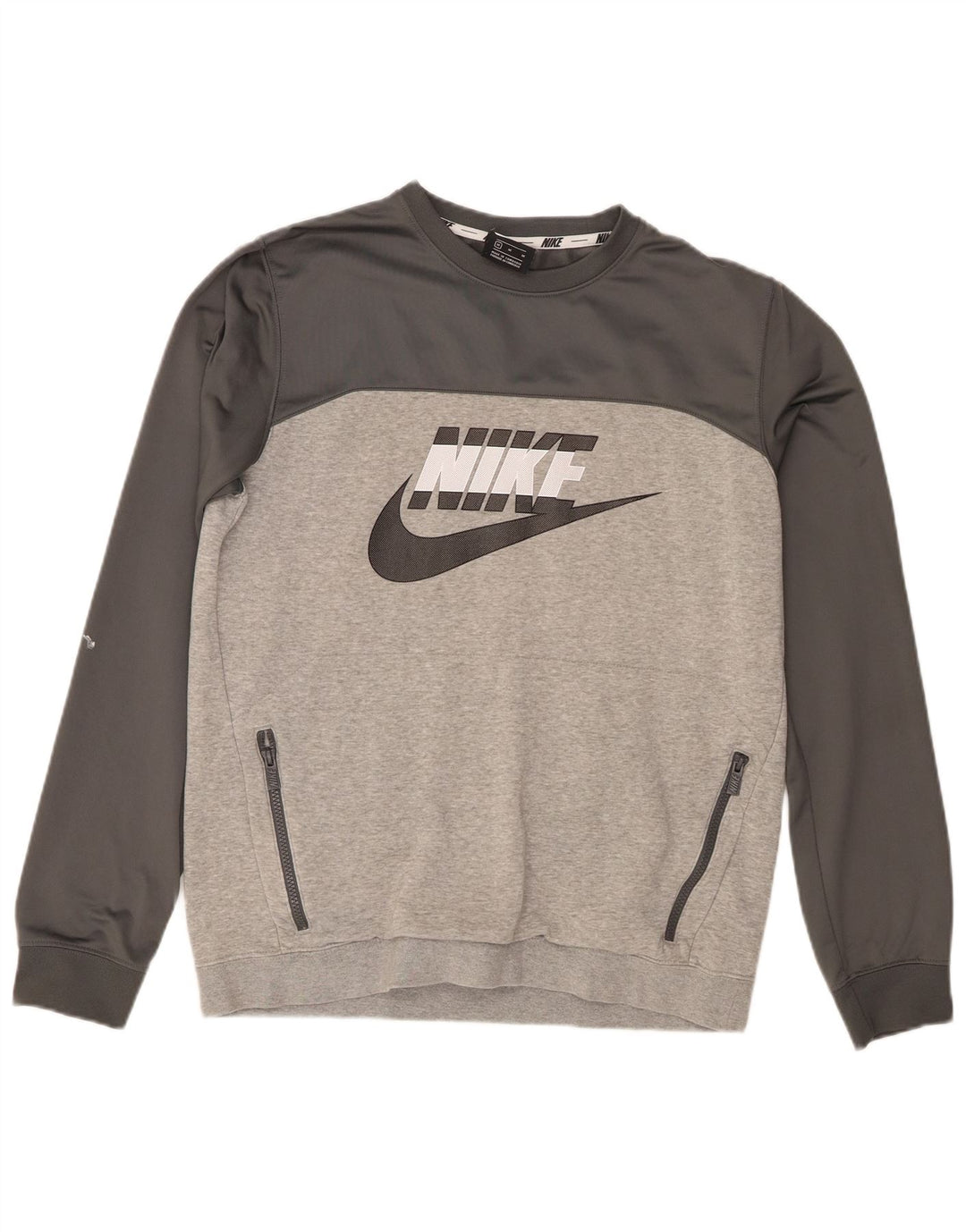 Męska bluza Nike z grafiką, bawełniana, średnioszara, z blokami kolorów