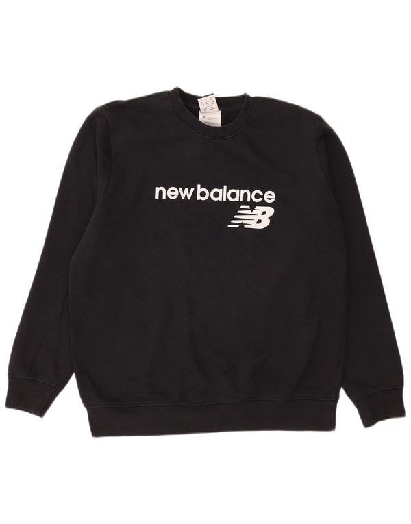 Damski sweter z grafiką NEW BALANCE, UK 16, duży, czarny, bawełniany