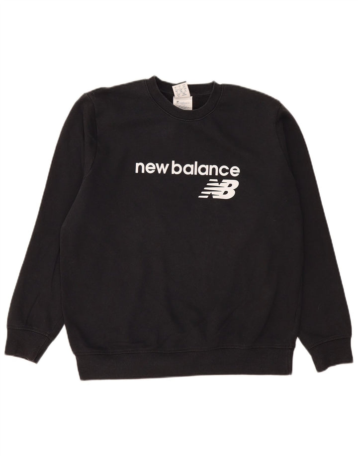 Damski sweter z grafiką NEW BALANCE, UK 16, duży, czarny, bawełniany