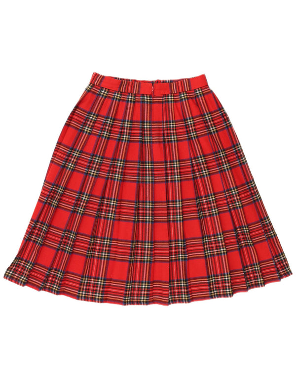 Damska plisowana spódnica VINTAGE IT 44 Medium W32 Czerwona wełniana kratka