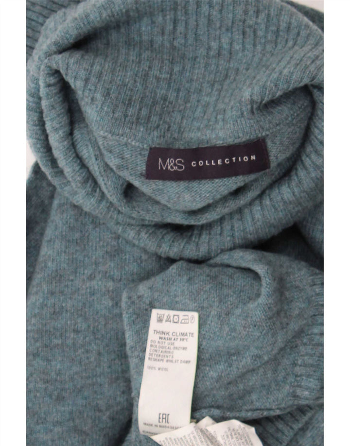 Marks & Spencer Damski sweter z golfem UK 14 Średni niebieski wełniany