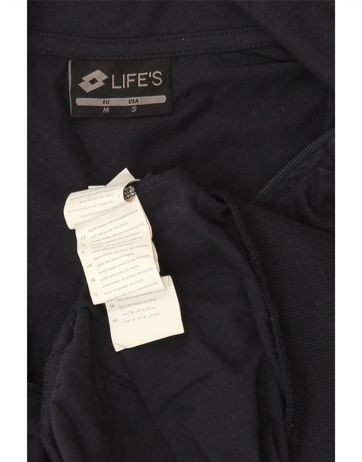LOTTO Mens Tracksuit Top Jacket Small Navy Blue Colourblock Cotton