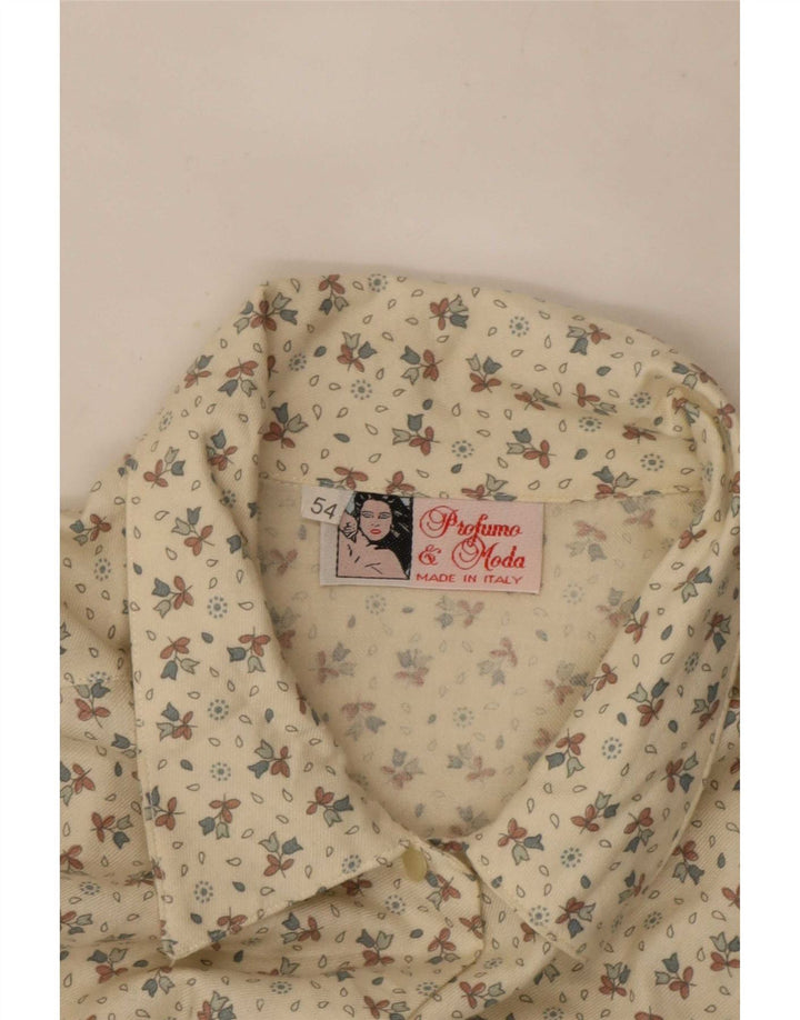 Koszula damska vintage IT 54 3XL w kolorze złamanej bieli w kwiaty