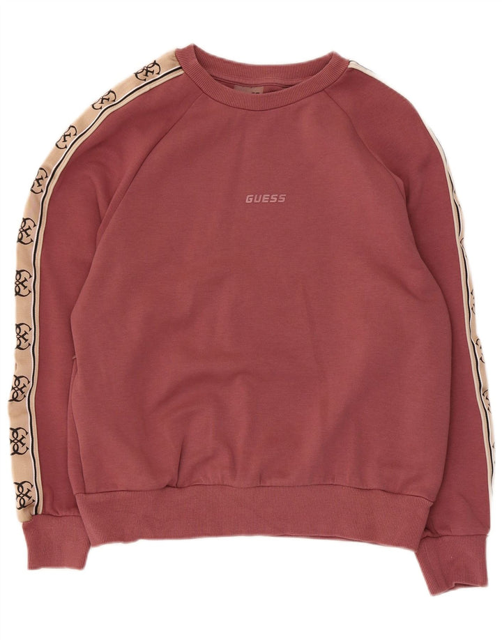 Damska bluza Guess z grafiką, UK 10, mały, różowy, z blokami kolorów