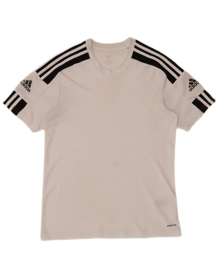 Męska koszulka Adidas Aeroready Top, średni biały poliester z blokami kolorów