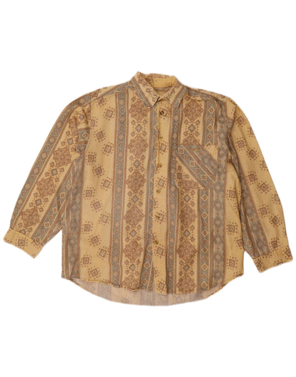 Koszula męska VINTAGE Rozmiar 15 1/2 16 39/40 Średni beżowy geometryczny bawełniany