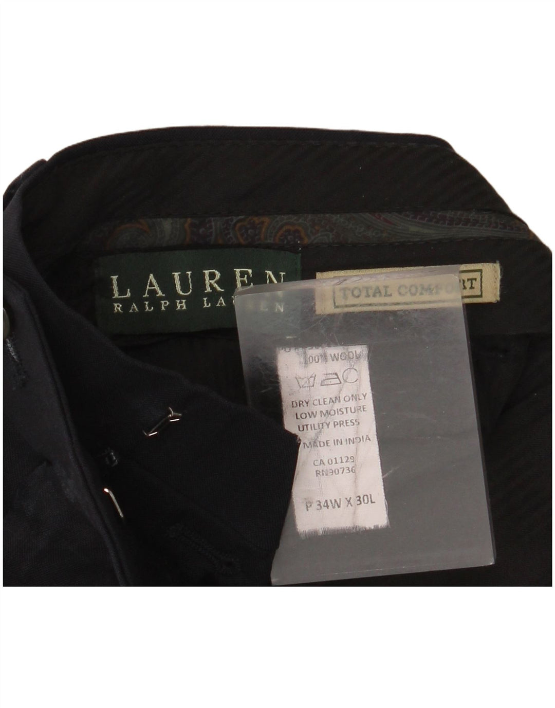 RALPH LAUREN Męskie spodnie garniturowe Total Comfort W34 L30 Czarne