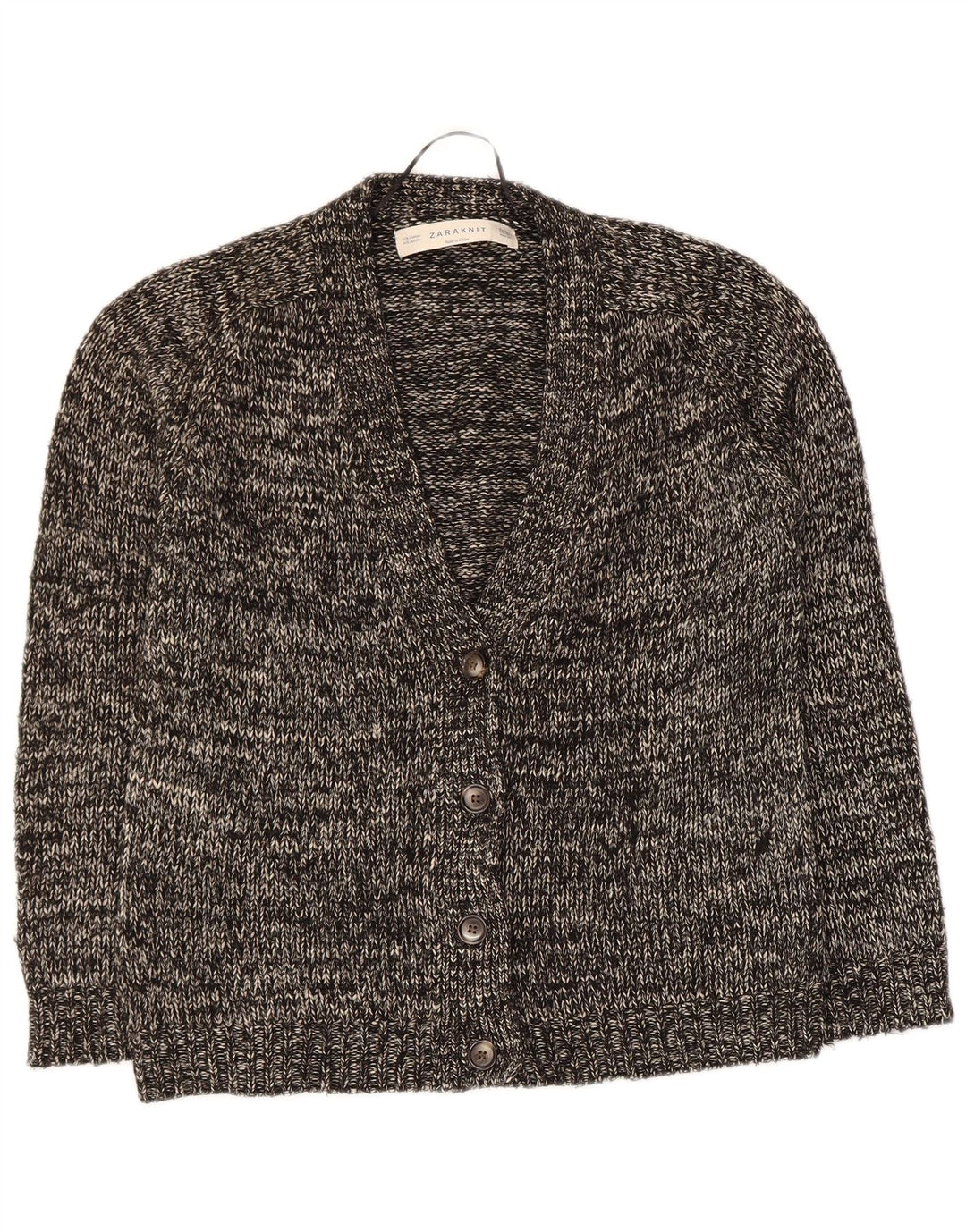 Sweter damski Zara UK 14, średni czarny, bawełniany w cętki