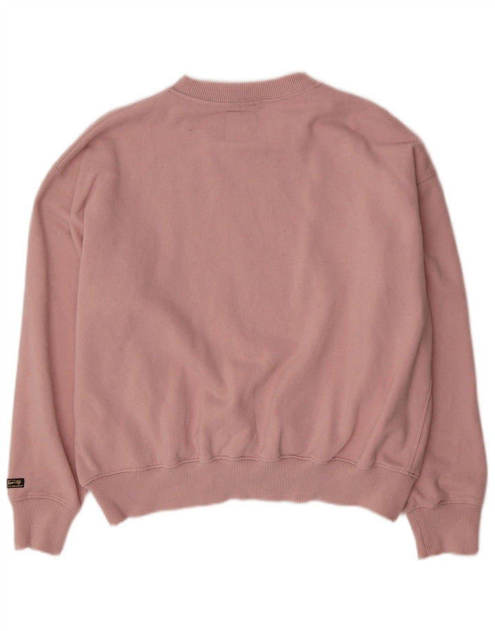 SUPERDRY Womens Oversized Graphic Sweatshirt Jumper UK 14 Large Pink