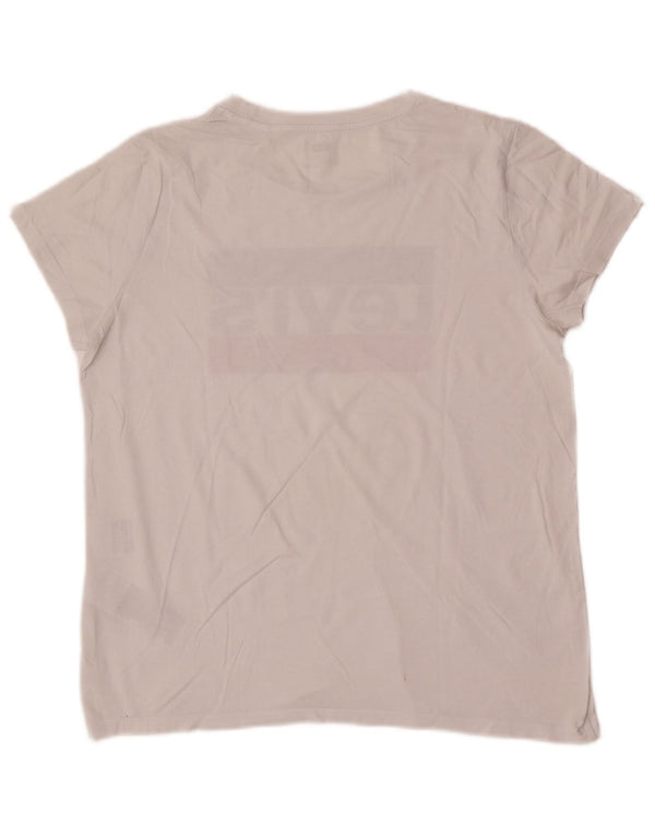 Levi's Womens Graphic T-Shirt Top UK 14 Large White Cotton