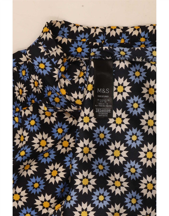 Marks & Spencer Damska bluzka wiązana z przodu, UK 16, duża, granatowa w kwiaty