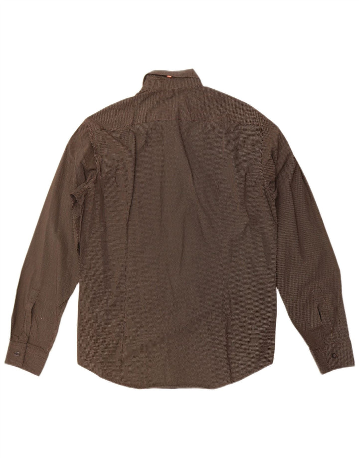 Koszula męska Hugo Boss, średnia, czarna, bawełniana w cętki