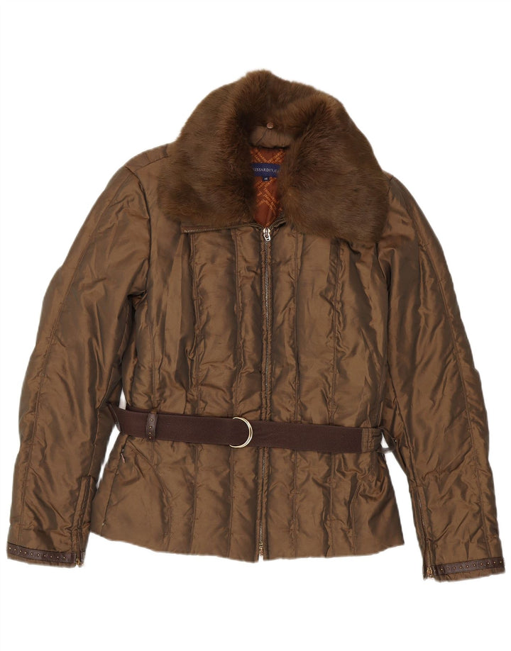 Damska ocieplana kurtka Trussardi Jeans IT 46, duża, khaki, poliamid