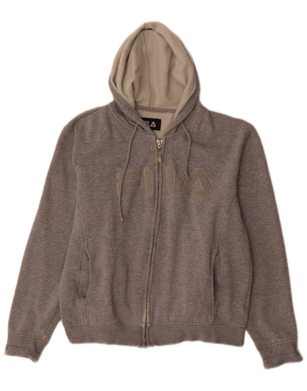 Damski sweter Fila z grafiką i zamkiem błyskawicznym, UK 10, mały, szary, nakrapiany, bawełniany