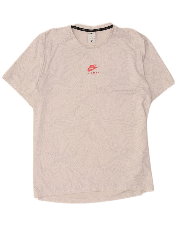 Męski T-shirt Nike Dri Fit z grafiką, średnioszary, geometryczny poliester