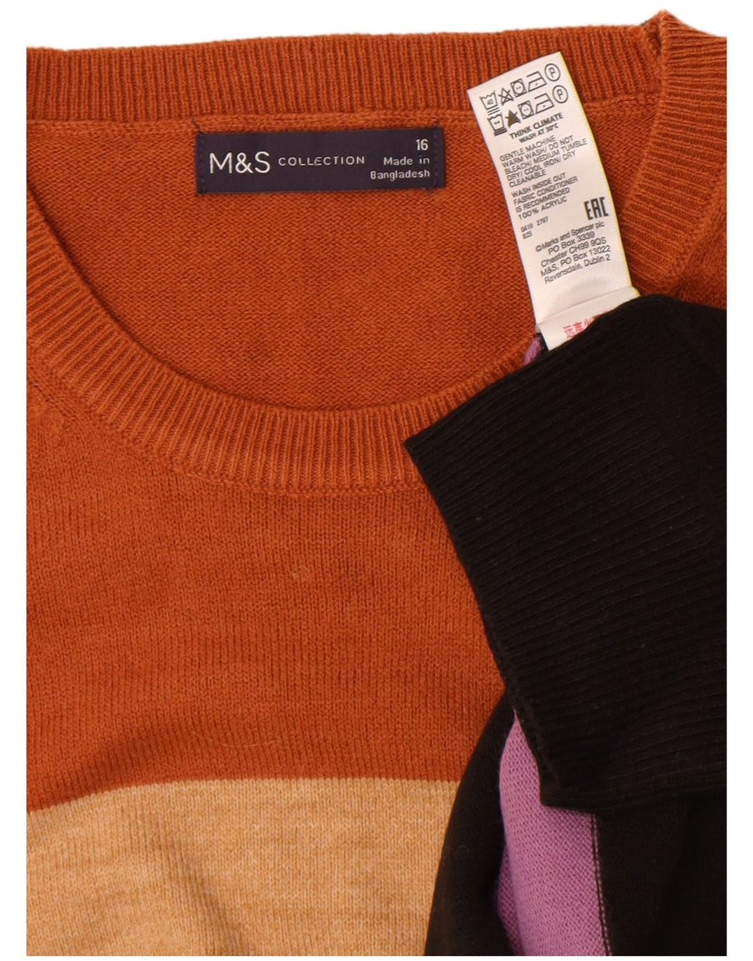 Marks & Spencer Damski sweter z okrągłym dekoltem, UK 16, duży, wielokolorowy