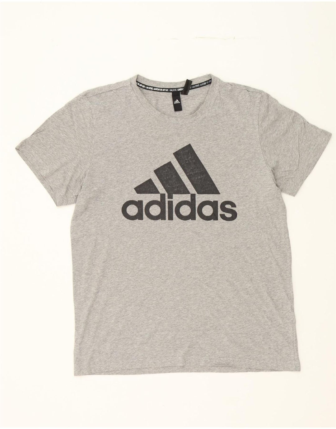 ADIDAS Mens Graphic T-Shirt Top Large Grey Vintage Adidas and Second-Hand Adidas from Messina Hembry 