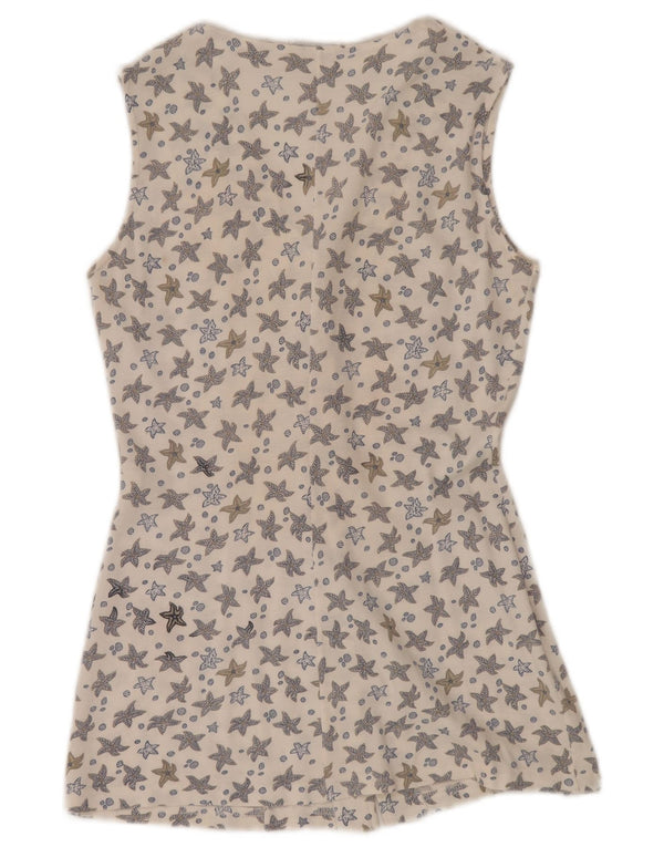 FILA Womens Sleeveless Shirt Dress IT 44 Medium White Floral Cotton