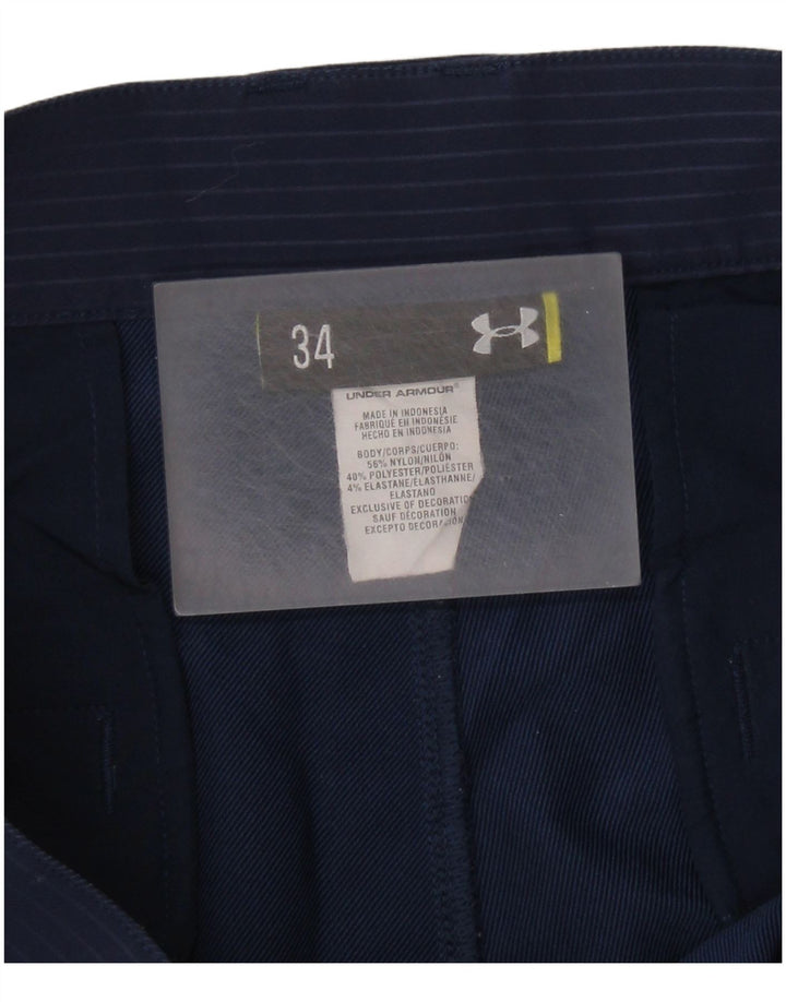 Męskie spodenki chino UNDER ARMOUR W34, duże, granatowe, nylonowe prążki