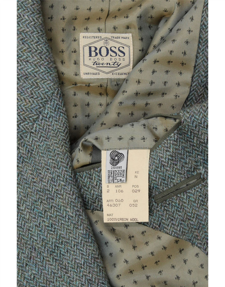 Męska marynarka zapinana na 2 guziki HUGO BOSS IT 52 XL Niebieska nowa wełna w jodełkę